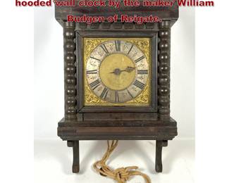 Lot 1906 early 18thcentury English 30hour hooded wall clock by the maker William Budgen of Reigate.