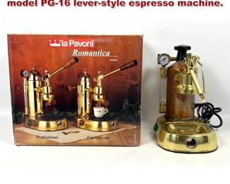 Lot 2312 la Pavoni Romantica Professional model PG16 leverstyle espresso machine.