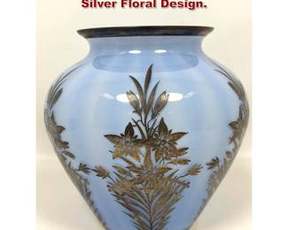 Lot 1912 Art Nouveau Art Glass Vase with Silver Floral Design.