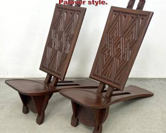 Lot 1845 Pair Tribal Collapsable Low Chairs. Palaver style.