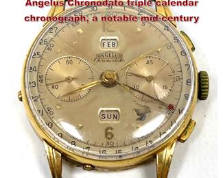 Lot 2136 Vintage 18K Gold Wrist Watch. Angelus Chronodato triple calendar chronograph, a notable midcentury