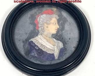 Lot 2038 Antique wax relief portrait Carving sculpture. woman in right profile