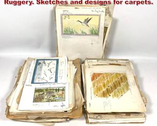 Lot 2366 Large Lot George J. Wells for The Ruggery. Sketches and designs for carpets.