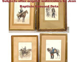 Lot 1965 4pcs French military Color Prints. Subjects after original watercolors by Jean Baptiste Edouard Deta