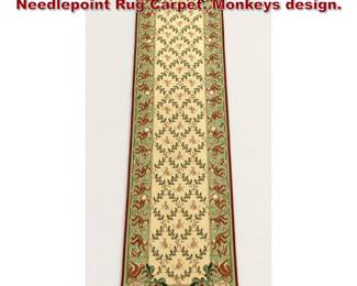 Lot 1843 2 4 X 9 8 Pasargad Beige Needlepoint Rug Carpet. Monkeys design.