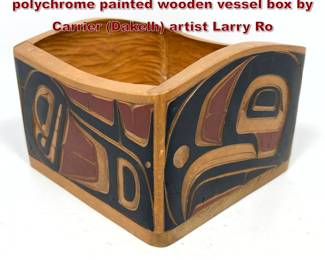 Lot 2004 1974 Larry Rosso carved and polychrome painted wooden vessel box by Carrier Dakelh artist Larry Ro