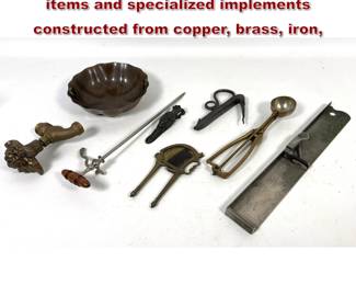 Lot 2326 Antique and vintage household items and specialized implements constructed from copper, brass, iron,