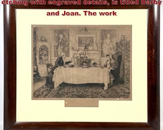 Lot 1755 1890 intaglio print, primarily an etching with engraved details, is titled Darby and Joan. The work