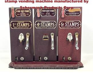 Lot 2332 Tripleunit mechanical postage stamp vending machine manufactured by Schermack Products Corp