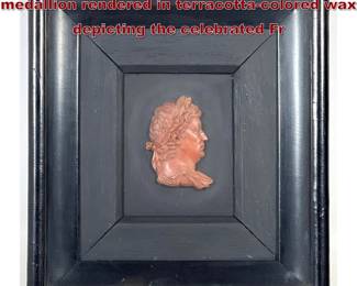 Lot 2043 Antique wax relief portrait medallion rendered in terracottacolored wax depicting the celebrated Fr
