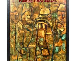 Lot 1963 Robert T. Lenton Modernist Figure Painting Titled Judges.