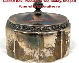 Lot 2100 Vienna Austrian Antique .800 Silver Lidded Box. Possibly a Tea Caddy. Shaped form with decorative re