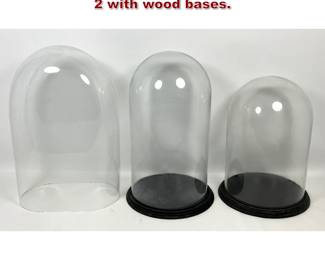 Lot 2214 2pcs Vintage Glass Display Domes. 2 with wood bases.