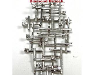 Lot 2128 Modernist Design 10K Gold and Diamond Brooch.