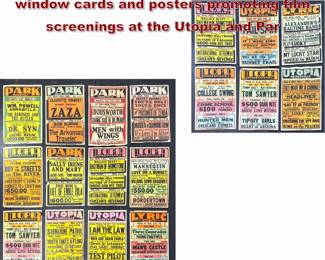 Lot 2369 18 pc Vintage movie theater window cards and posters promoting film screenings at the Utopia and Par