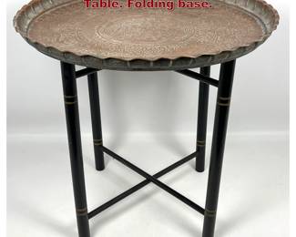 Lot 1813 Middle eastern Brass Tray Top Table. Folding base.