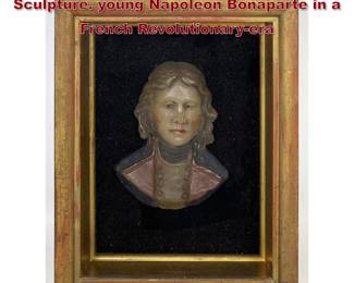 Lot 2054 Antique polychrome wax relief bust Sculpture. young Napoleon Bonaparte in a French Revolutionaryera