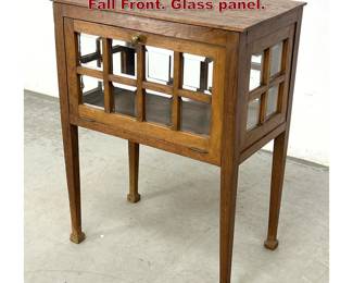 Lot 1834 Small Oak Drink Bar Cabinet with Fall Front. Glass panel.