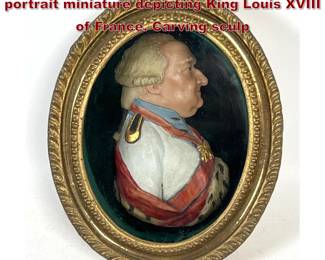 Lot 2086 Antique polychrome wax relief portrait miniature depicting King Louis XVIII of France. Carving sculp