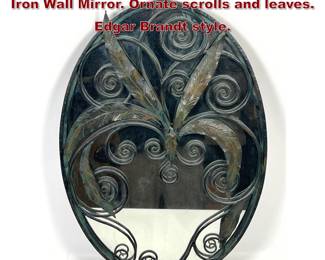 Lot 1707 Antique French Art Deco Wrought Iron Wall Mirror. Ornate scrolls and leaves. Edgar Brandt style.
