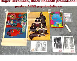 Lot 2364 Mixed ephemera and Poster Lot. Roger Bezombes, Black Sabbath promotional poster, 1968 psychedelic co