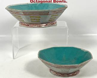 Lot 1854 Pair Chinese Porcelain Decorated Octagonal Bowls.