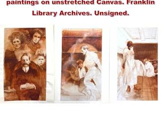 Lot 2191 3pc HERBERT TAUSS Original paintings on unstretched Canvas. Franklin Library Archives. Unsigned.