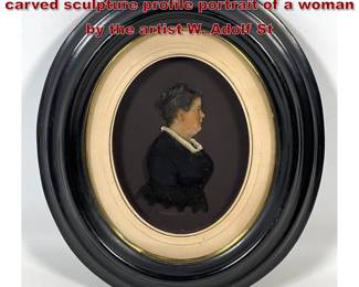 Lot 2093 Antique polychrome wax relief carved sculpture profile portrait of a woman by the artist W. Adolf St