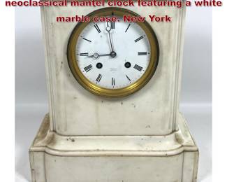 Lot 1970 Tiffany mid19thcentury French neoclassical mantel clock featuring a white marble case. New York