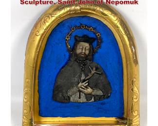 Lot 2060 Antique Wax Relief Portrait Sculpture. Saint John of Nepomuk