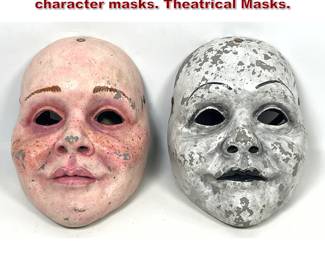 Lot 2208 Vintage Artisancrafted fullface character masks. Theatrical Masks.