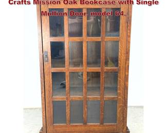 Lot 1700 Vintage L and J G Stickley arts and Crafts Mission Oak Bookcase with Single Mullion Door. model 64.