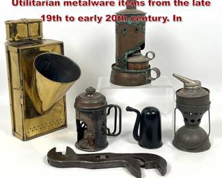 Lot 2313 6pcs Antique Metal Objects. Utilitarian metalware items from the late 19th to early 20th century. In