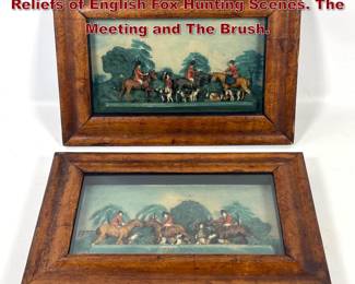 Lot 2069 Pair 3 Dimensional Wax Carving Reliefs of English Fox Hunting Scenes. The Meeting and The Brush.