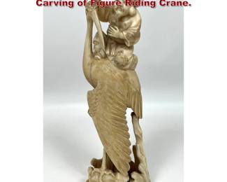 Lot 1863 Antique Japanese Okimomo Carving of Figure Riding Crane.
