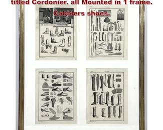 Lot 1753 Set of four engravings on paper titled Cordonier. all Mounted in 1 frame. Cobblers shoes.