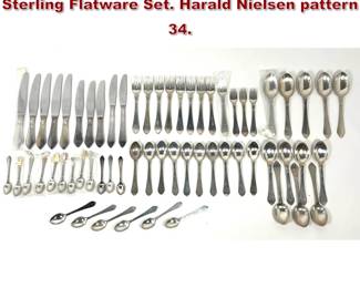 Lot 2123 62 pc Georg Jensen of Denmark Sterling Flatware Set. Harald Nielsen pattern 34.