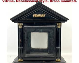 Lot 2212 Antique Ebonized Display Case Vitrine. Neoclassical style. Brass mounted.