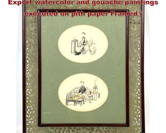 Lot 1847 pair of 19th century Chinese Export watercolor and gouache paintings executed on pith paper Framed i