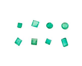 1206 A Group of Eight Loose Emeralds Including double cabochons, emerald-cut and step-cuts weighing approximately 1.94 carats, 1.25 carats, 2.12 carats, 2.38 carats, 2.19 carats, 1.88 carats, 2.28 carats and 0.98 carat 8 pieces Estimate: $800 - $1,200