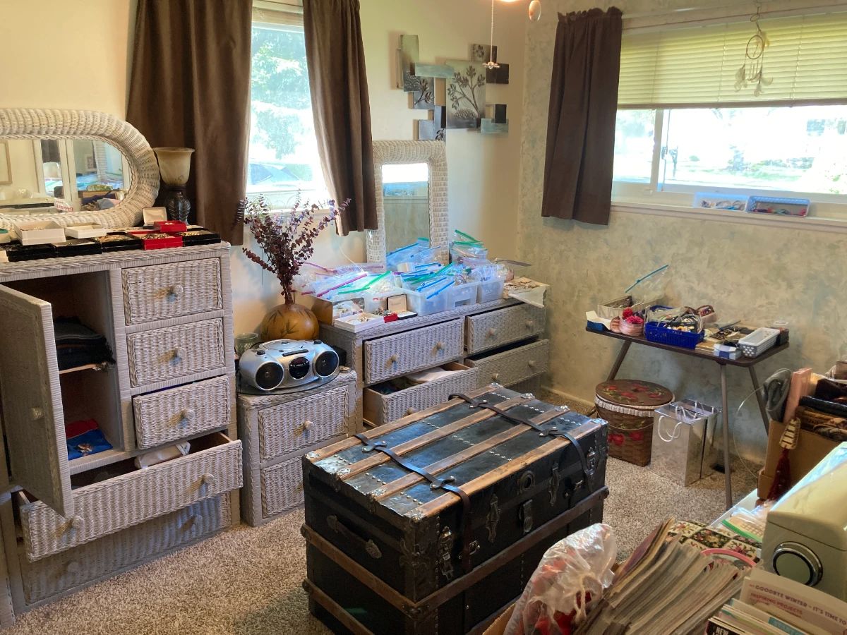 Vintage Boutique: Wicker Furniture Set, Vintage Hats, Scarves, Jewelry, Shoes, Restored Steamer Trunk
