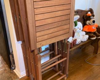 Furnishings including (4) folding wooden TV trays with stand.