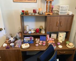 Office / computer Desk & Chair, and Candles