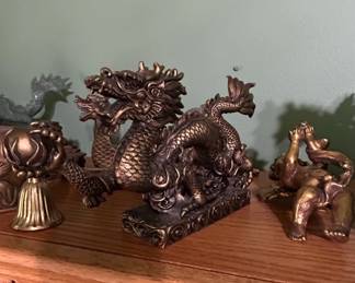 Collection of Chinese Jade and Resin Dragon Statues third image