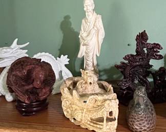 Collection of Chinese Jade and Resin Dragon Statues fifth image