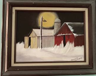 Winter Barn Scene Painting by Margaret Williams