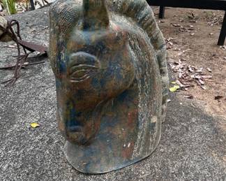 Vintage Cement Horse Statue