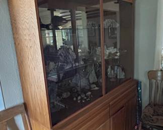 MidCentury Modern Oak Display Cabinet China Hutch