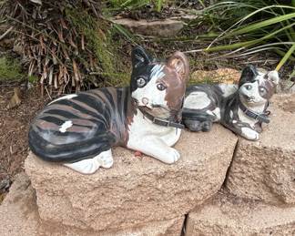 Ceramic Cat Garden Statues Set of second image