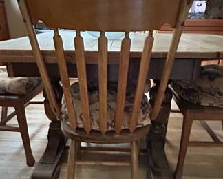 Vintage Oak DropLeaf Dining Table and Four Spindle Back Chairs